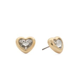 Coach Gold Heart Earrings with Crystal Accent
